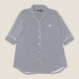 Lauren Ralph Lauren Cotton Jersey Sleep Shirt Windsor Navy White Stripes XL